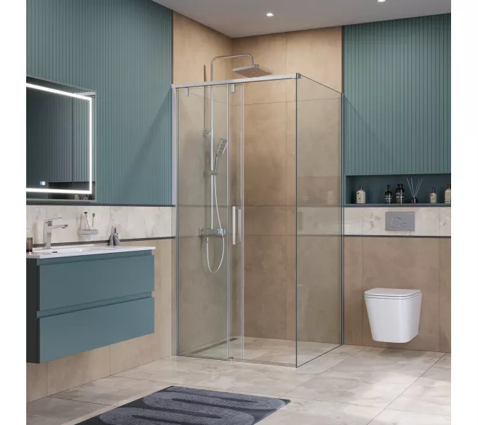 Душевой уголок BelBagno SOFT_CLOSE-1-A/AH-1/-C-Cr, Цвет стекла: прозрачное, Цвет профиля: Хром, Цвет профиля (вариация): Хром, Выбрать размер: 100x100, изображение 2