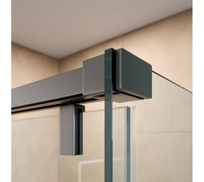 Душевой уголок BelBagno SOFT_CLOSE-1-A/AH-1/-C-GM, Цвет стекла: прозрачное, Цвет профиля: Серый, Цвет профиля (вариация): Оружейная сталь, Выбрать размер: 100x100, изображение 9