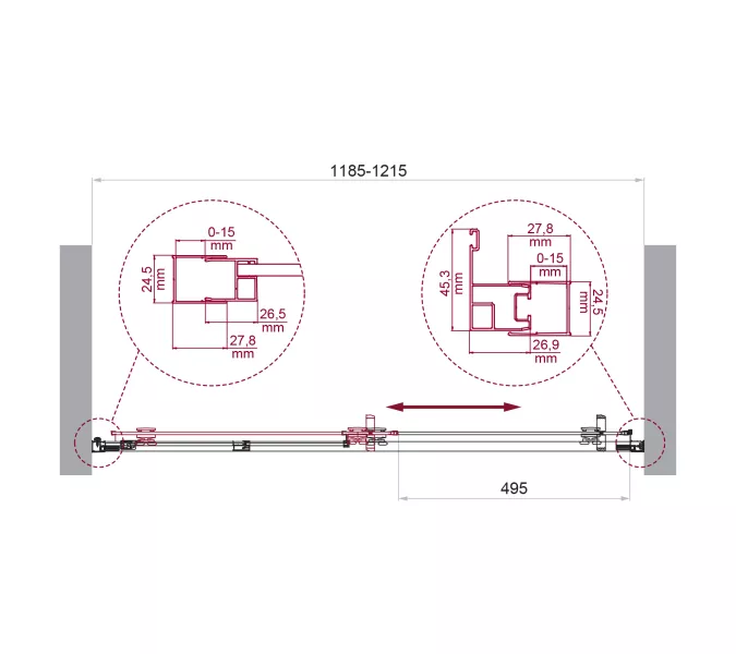 Душевая дверь BelBagno LUCE-BF-1-120-C-NERO, Цвет стекла: прозрачное, Цвет профиля: Черный, Выбрать размер: 120, изображение 6