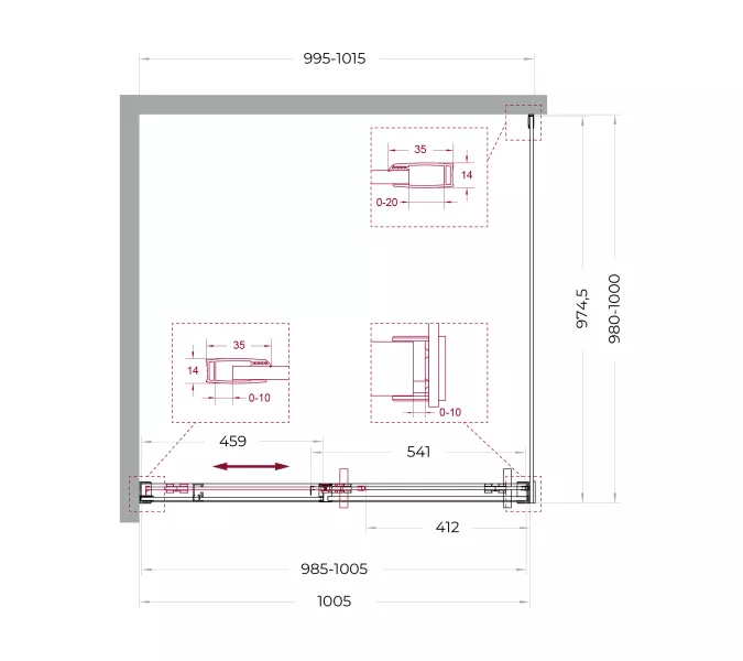 Душевой уголок BelBagno SOFT_CLOSE-1-A/AH-1/-C-Cr, Цвет стекла: прозрачное, Цвет профиля: Хром, Цвет профиля (вариация): Хром, Выбрать размер: 100x100, изображение 11