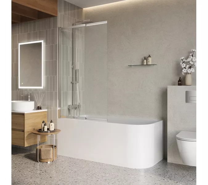 Душевая шторка на ванну BelBagno LUCE-VF-11/-C-Cr, Цвет стекла: прозрачное, Цвет профиля: Хром, Выбрать размер: 80