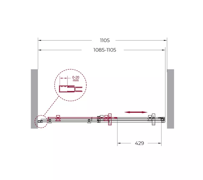 Душевая дверь BelBagno MARINO-BF-1/-C-Cr, Цвет стекла: прозрачное, Цвет профиля: Хром, Выбрать размер: 110, изображение 3