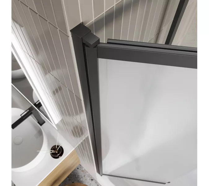 Душевая шторка на ванну BelBagno LUCE-VF-11-90/145-P-NERO рифленое, Цвет стекла: рифленое, Цвет профиля: Черный, Выбрать размер: 90, изображение 3