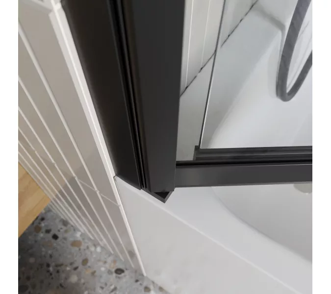 Душевая шторка на ванну BelBagno LUCE-VF-11/-C-NERO, Цвет стекла: прозрачное, Цвет профиля: Черный, Выбрать размер: 100, изображение 4