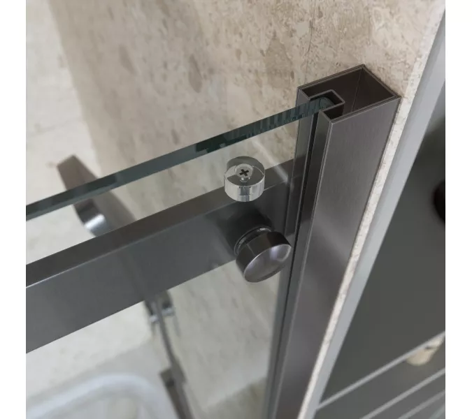 Душевая дверь BelBagno MARINO-2-BF-1/-C-GM, Цвет стекла: прозрачное, Цвет профиля: Серый, Цвет профиля (вариация): Оружейная сталь, Выбрать размер: 110, изображение 7