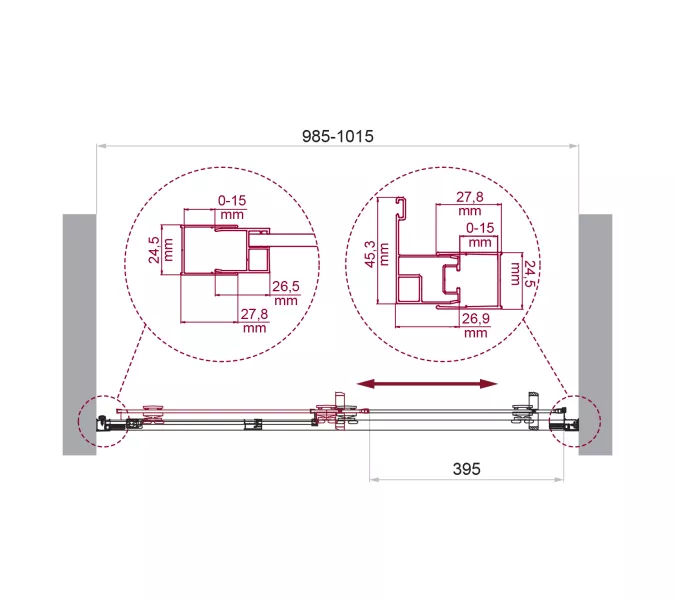 Душевая дверь BelBagno LUCE-BF-1/-C-Cr, Цвет стекла: прозрачное, Цвет профиля: Хром, Выбрать размер: 100, изображение 6