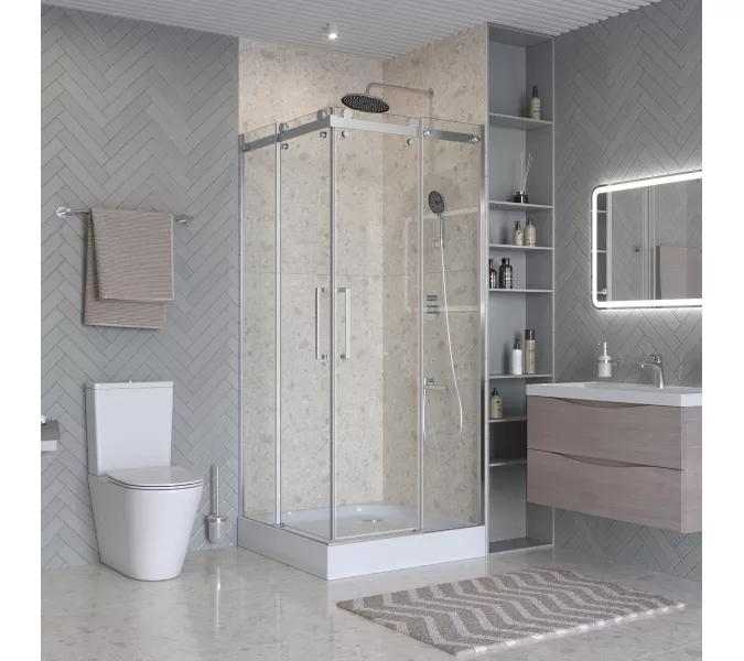 Душевой уголок BelBagno MARINO-2-A-2-90-C-CR, Цвет стекла: прозрачное, Цвет профиля: Хром, Цвет профиля (вариация): Хром, Выбрать размер: 90x90