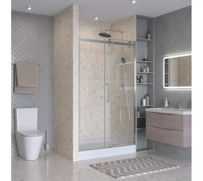 Душевая дверь BelBagno MARINO-2-BF-1/-C-CR, Цвет стекла: прозрачное, Цвет профиля: Хром, Цвет профиля (вариация): Хром, Выбрать размер: 110, изображение 2