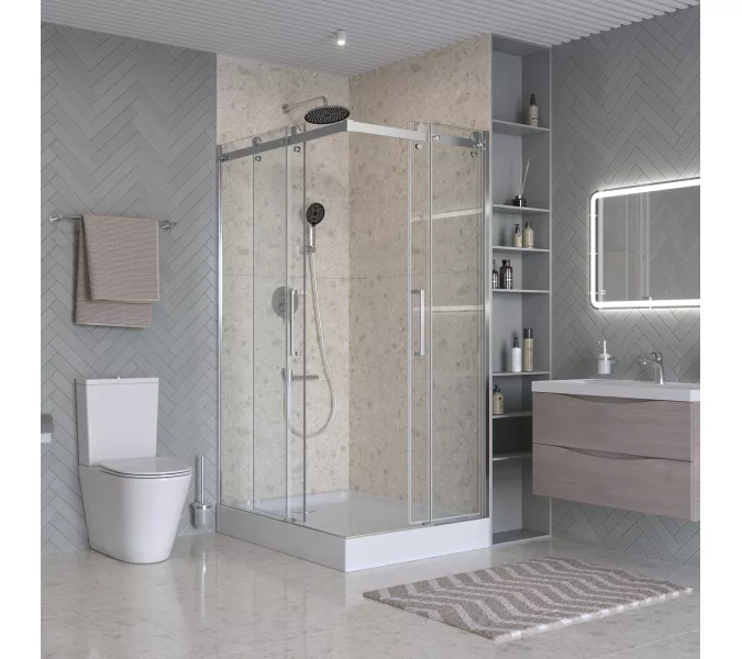 Душевой уголок BelBagno MARINO-2-AH-2-120/90-C-CR, Цвет стекла: прозрачное, Цвет профиля: Хром, Цвет профиля (вариация): Хром, Выбрать размер: 120x90, изображение 2