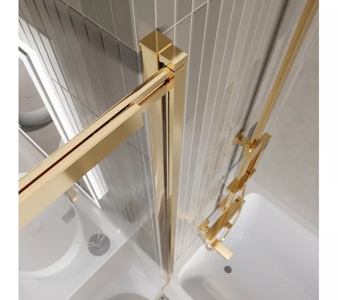 Душевая шторка на ванну BelBagno LUCE-VF-11/-C-ORO, Цвет стекла: прозрачное, Цвет профиля: Золото, Выбрать размер: 100, изображение 8