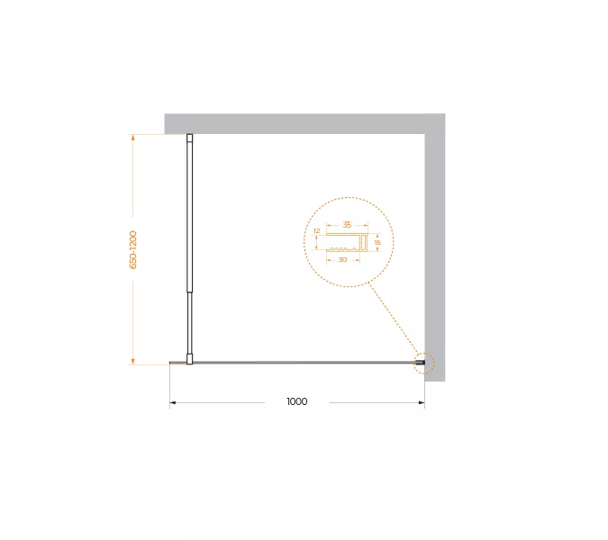 Душевая перегородка BelBagno KRAFT-L-1/C-NERO, Цвет стекла: прозрачное, Цвет профиля: Черный, Выбрать размер: 100, изображение 4