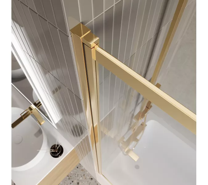 Душевая шторка на ванну BelBagno LUCE-VF-11/-C-ORO, Цвет стекла: прозрачное, Цвет профиля: Золото, Выбрать размер: 100, изображение 7