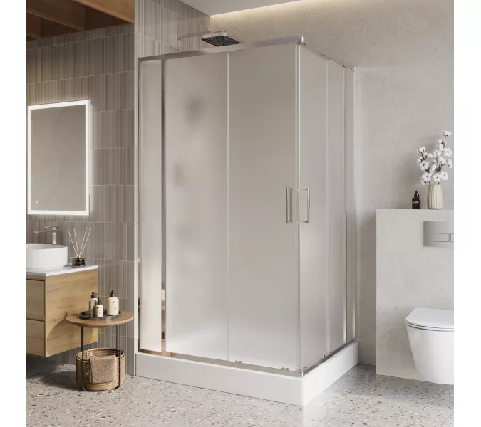 Душевой уголок BelBagno LUCE-AH-22-120/100-P-Cr рифленое, Цвет стекла: рифленое, Цвет профиля: Хром, Выбрать размер: 120x100