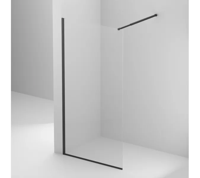 Душевая перегородка BelBagno KRAFT-L-1/C-NERO, Цвет стекла: прозрачное, Цвет профиля: Черный, Выбрать размер: 100, изображение 2