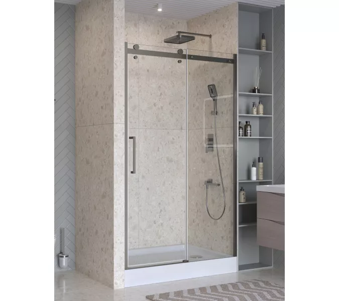 Душевая дверь BelBagno MARINO-2-BF-1/-C-GM, Цвет стекла: прозрачное, Цвет профиля: Серый, Цвет профиля (вариация): Оружейная сталь, Выбрать размер: 110, изображение 3