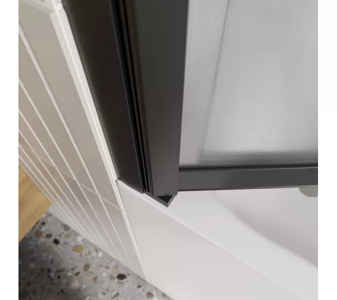 Душевая шторка на ванну BelBagno LUCE-VF-11-90/145-P-NERO рифленое, Цвет стекла: рифленое, Цвет профиля: Черный, Выбрать размер: 90, изображение 4