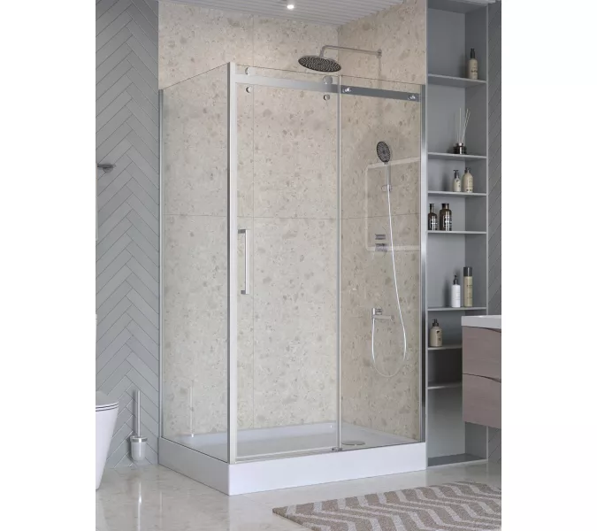Душевой уголок BelBagno MARINO-2-AH-1/-C-Cr, Цвет стекла: прозрачное, Цвет профиля: Хром, Цвет профиля (вариация): Хром, Выбрать размер: 110x100, изображение 4
