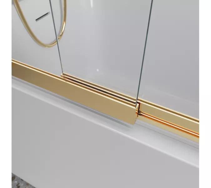 Душевая шторка на ванну BelBagno LUCE-VF-11/-C-ORO, Цвет стекла: прозрачное, Цвет профиля: Золото, Выбрать размер: 100, изображение 6
