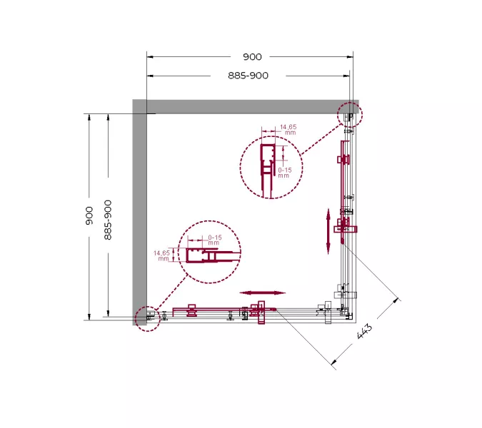 Душевой уголок BelBagno MARINO-A-2/-C-CR, Цвет стекла: прозрачное, Цвет профиля: Хром, Выбрать размер: 90x90, изображение 10