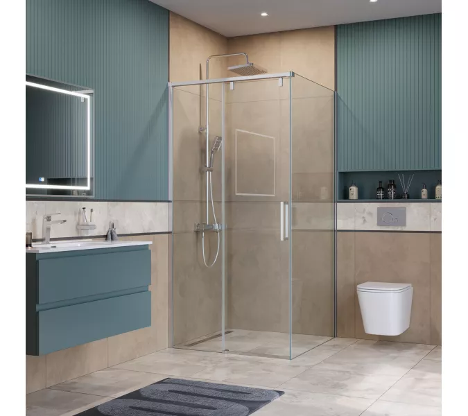 Душевой уголок BelBagno SOFT_CLOSE-1-A/AH-1/-C-Cr, Цвет стекла: прозрачное, Цвет профиля: Хром, Цвет профиля (вариация): Хром, Выбрать размер: 100x100