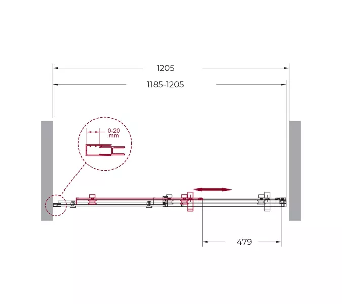 Душевая дверь BelBagno MARINO-BF-1-120-C-NERO, Цвет стекла: прозрачное, Цвет профиля: Черный, Выбрать размер: 120, изображение 3