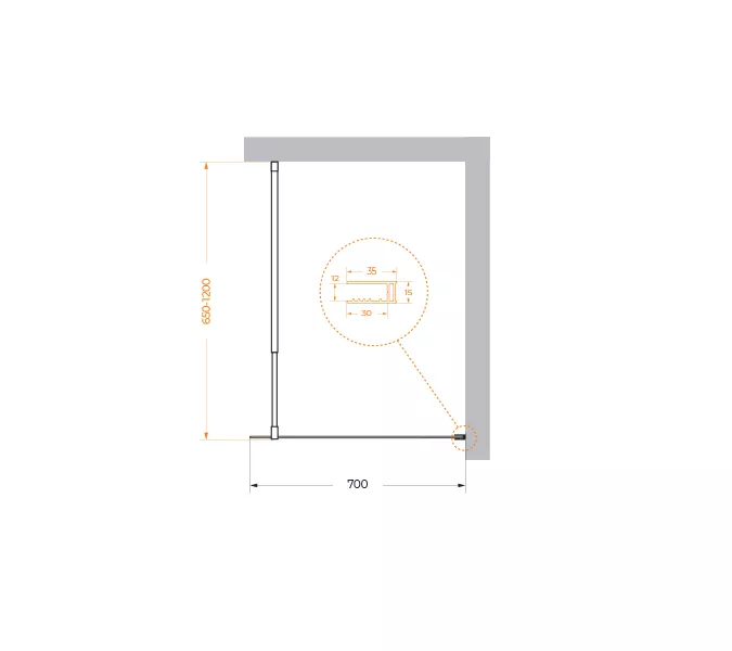 Душевая перегородка BelBagno KRAFT-L-1/-C-Cr, Цвет стекла: прозрачное, Цвет профиля: Хром, Выбрать размер: 70, изображение 4