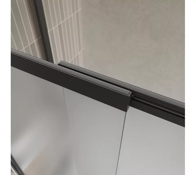 Душевая шторка на ванну BelBagno LUCE-VF-11-90/145-P-NERO рифленое, Цвет стекла: рифленое, Цвет профиля: Черный, Выбрать размер: 90, изображение 2