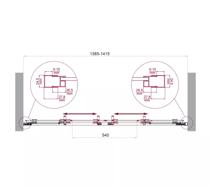 Душевая дверь BelBagno LUCE-BF-2/-C-Cr, Цвет стекла: прозрачное, Цвет профиля: Хром, Выбрать размер: 140, изображение 6