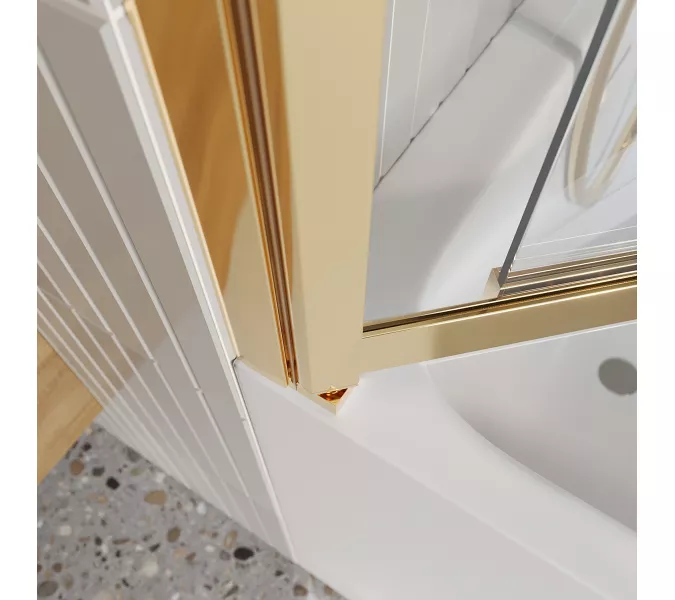 Душевая шторка на ванну BelBagno LUCE-VF-11/-C-ORO, Цвет стекла: прозрачное, Цвет профиля: Золото, Выбрать размер: 100, изображение 9