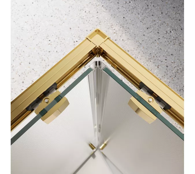 Душевой уголок BelBagno LUCE-A-2-90-P-ORO рифленое, Цвет стекла: рифленое, Цвет профиля: Золото, Выбрать размер: 90х90, изображение 6