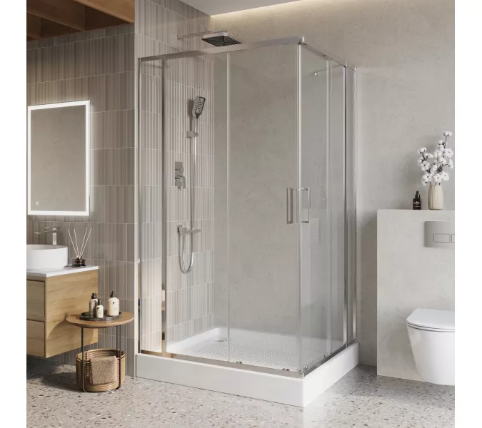 Душевой уголок BelBagno LUCE-AH-22/-C-Cr, Цвет стекла: прозрачное, Цвет профиля: Хром, Выбрать размер: 105x100