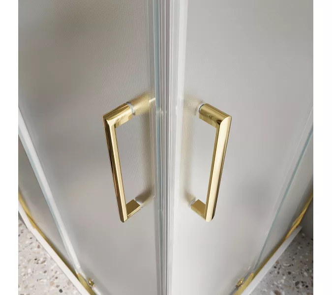 Душевой уголок BelBagno LUCE-A-2-90-P-ORO рифленое, Цвет стекла: рифленое, Цвет профиля: Золото, Выбрать размер: 90х90, изображение 4
