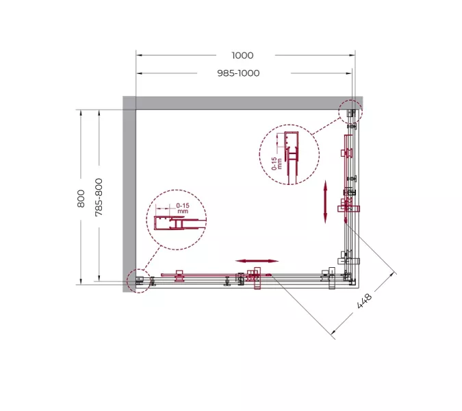 Душевой уголок BelBagno MARINO-AH-1/2-C-CR, Цвет стекла: прозрачное, Цвет профиля: Хром, Выбрать размер: 100x80, изображение 3