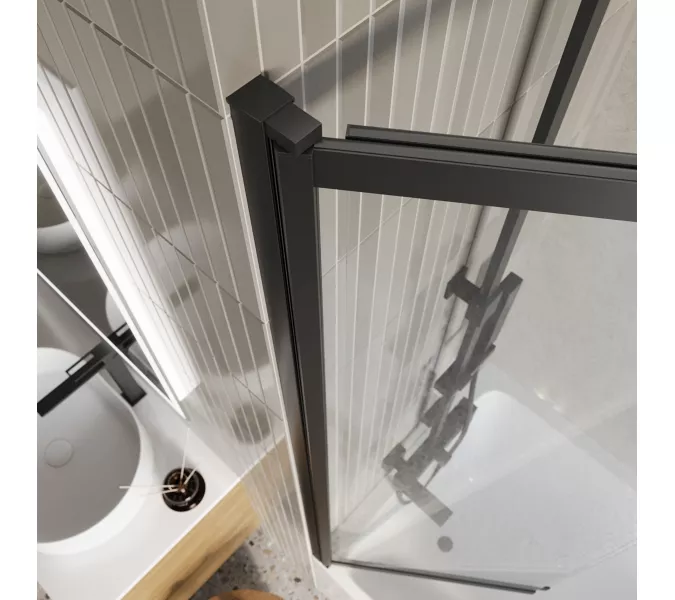 Душевая шторка на ванну BelBagno LUCE-VF-11/-C-NERO, Цвет стекла: прозрачное, Цвет профиля: Черный, Выбрать размер: 100, изображение 3