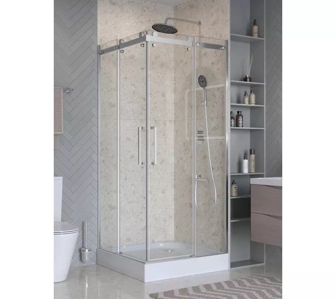 Душевой уголок BelBagno MARINO-2-A-2-90-C-CR, Цвет стекла: прозрачное, Цвет профиля: Хром, Цвет профиля (вариация): Хром, Выбрать размер: 90x90, изображение 3