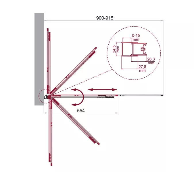 Душевая шторка на ванну BelBagno LUCE-VF-11-90/145-P-NERO рифленое, Цвет стекла: рифленое, Цвет профиля: Черный, Выбрать размер: 90, изображение 5