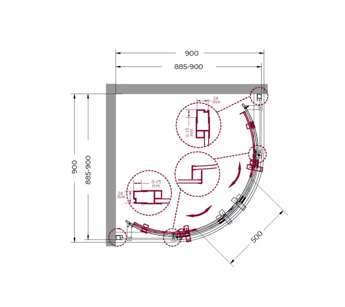 Душевой уголок BelBagno MARINO-R-2-90-C-Cr, изображение 2