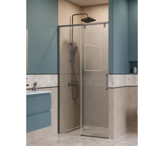 Душевая дверь BelBagno SOFT_CLOSE-1-BF-1/-C-GM, Цвет стекла: прозрачное, Цвет профиля: Серый, Цвет профиля (вариация): Оружейная сталь, Выбрать размер: 100, изображение 3