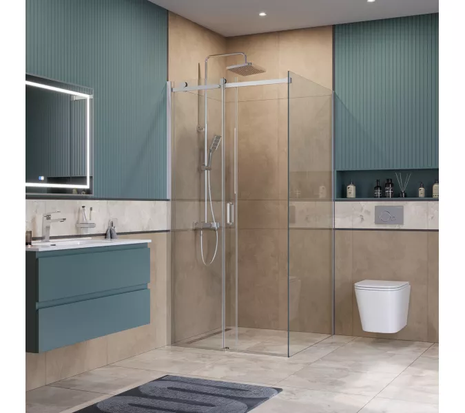 Душевой уголок BelBagno SOFT_CLOSE-2-A/AH-1/-C-Cr, Цвет стекла: прозрачное, Цвет профиля: Хром, Цвет профиля (вариация): Хром, Выбрать размер: 100x100, изображение 2