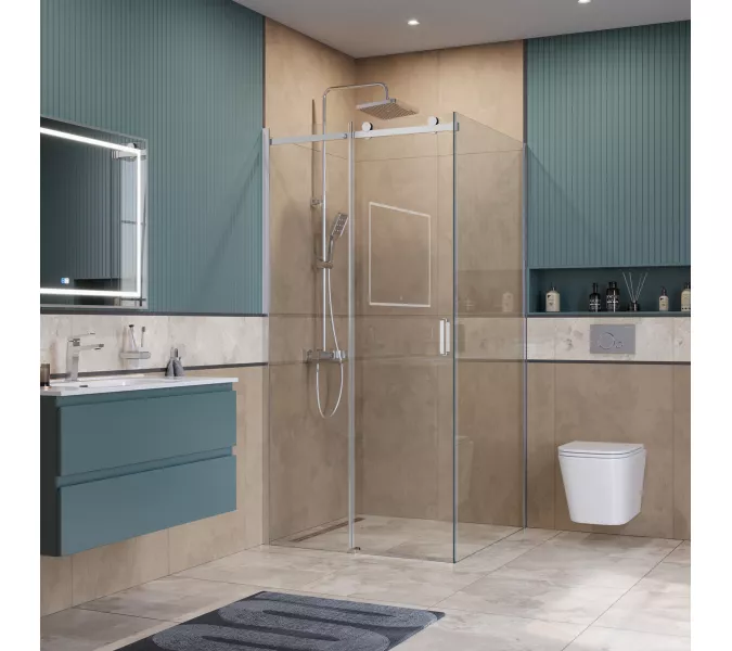 Душевой уголок BelBagno SOFT_CLOSE-2-A/AH-1/-C-Cr, Цвет стекла: прозрачное, Цвет профиля: Хром, Цвет профиля (вариация): Хром, Выбрать размер: 100x100