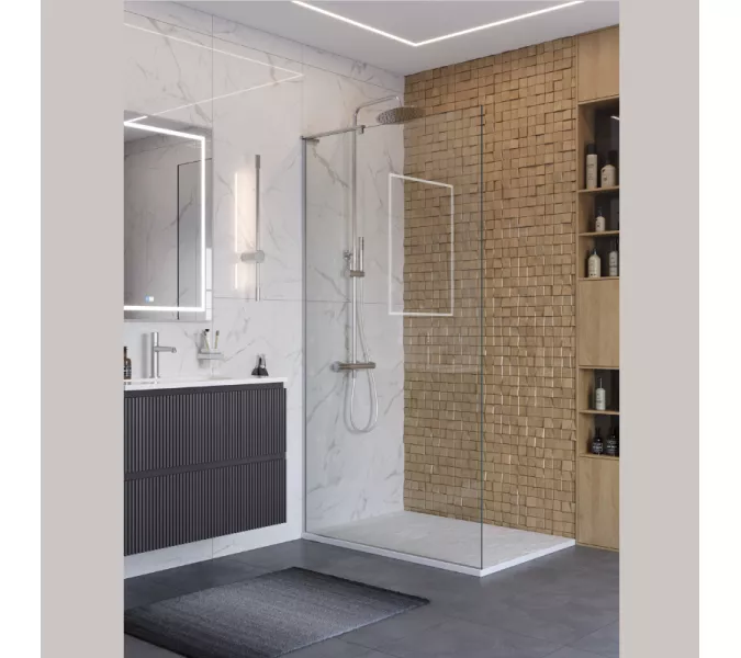 Душевая перегородка BelBagno UNO-L-1-TB/-C-Cr прозр/хром, Цвет стекла: прозрачное, Цвет профиля: Хром, Цвет профиля (вариация): Хром, Выбрать размер: 100