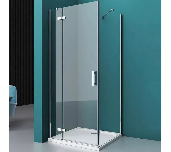Душевой уголок BelBagno KRAFT-A-12/-C-Cr-L/R, Цвет стекла: прозрачное, Цвет профиля: Хром, Выбрать размер: 80x80, Ориентация: левая, изображение 2