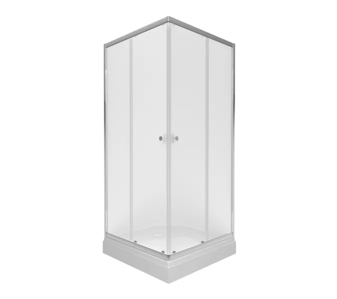 Душевое ограждение Triton "ВЕНТА-ХРОМ-ВЕЛЬВЕТ" низкий поддон, Цвет стекла: матовое, Цвет профиля: Хром, Выбрать размер: 90х90, изображение 4