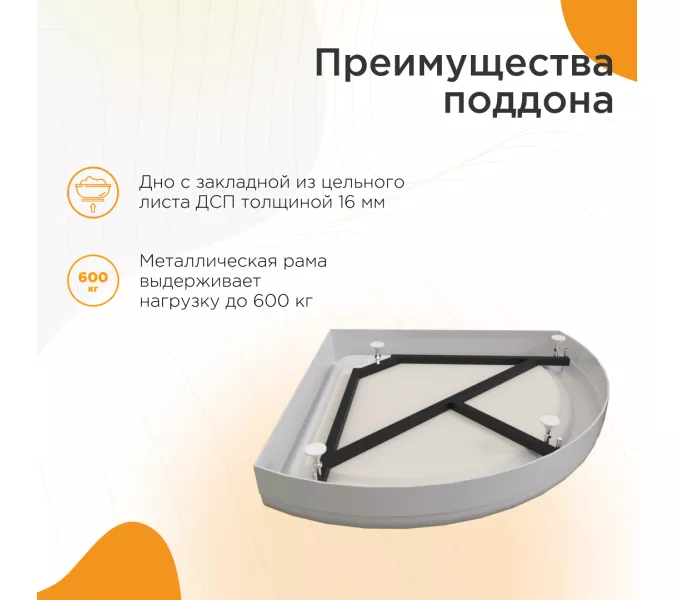 Поддон радиальный к душевому углу Radomir Найт, Выбрать размер: 80х80, изображение 2