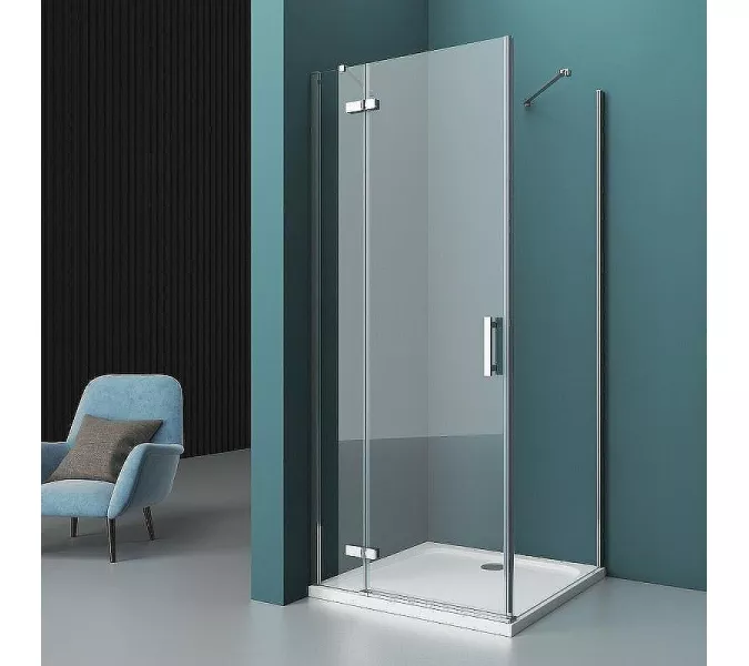 Душевой уголок BelBagno KRAFT-A-12/-C-Cr-L/R, Цвет стекла: прозрачное, Цвет профиля: Хром, Выбрать размер: 80x80, Ориентация: левая, изображение 3