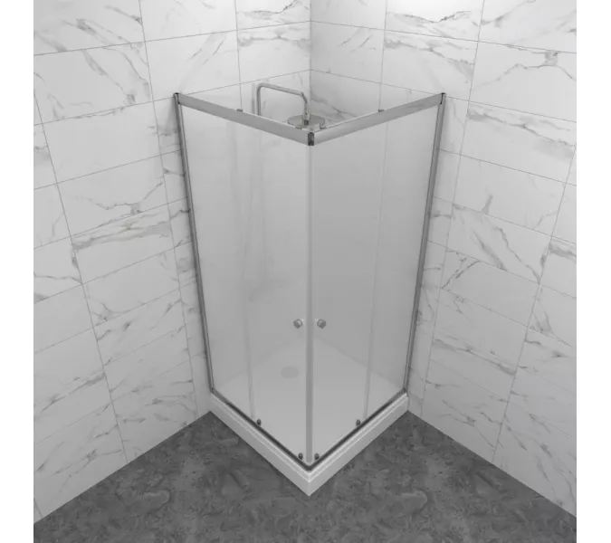Душевое ограждение Triton "ВЕНТА-ХРОМ-ВЕЛЬВЕТ" низкий поддон, Цвет стекла: матовое, Цвет профиля: Хром, Выбрать размер: 90х90, изображение 2
