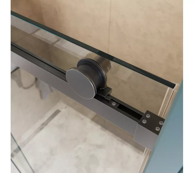 Душевая дверь BelBagno SOFT_CLOSE-2-BF-1/-C-GM, Цвет стекла: прозрачное, Цвет профиля: Серый, Цвет профиля (вариация): Оружейная сталь, Выбрать размер: 100, изображение 8