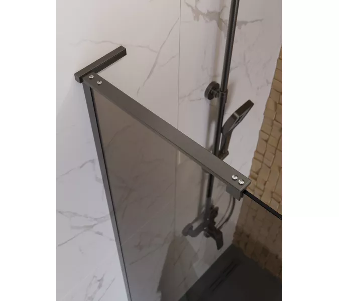 Душевая перегородка BelBagno UNO-L-1-TB-90/100-BR-GM тонир.бронза/оруж.сталь, Цвет стекла: бронза, Цвет профиля: Серый, Цвет профиля (вариация): Оружейная сталь, Выбрать размер: 100, изображение 4