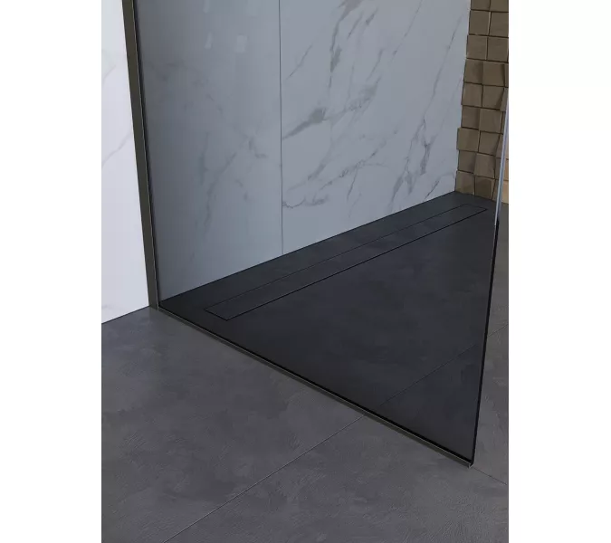 Душевая перегородка BelBagno UNO-L-1-TB/-GR-GM тонир.серый/оруж.сталь, Цвет стекла: Серый, Цвет профиля: Серый, Цвет профиля (вариация): Оружейная сталь, Выбрать размер: 100, изображение 5