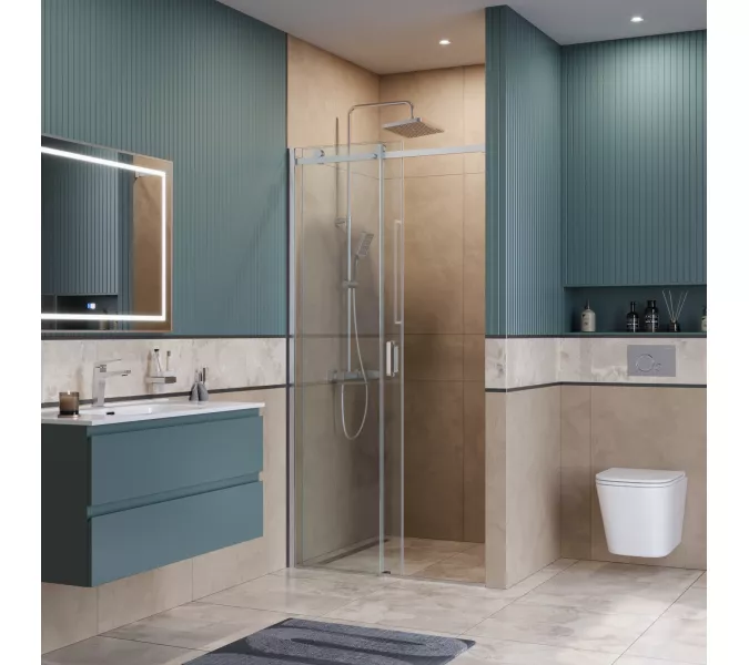 Душевая дверь BelBagno SOFT_CLOSE-2-BF-1/-C-Cr, Цвет стекла: прозрачное, Цвет профиля: Хром, Цвет профиля (вариация): Хром, Выбрать размер: 100, изображение 2